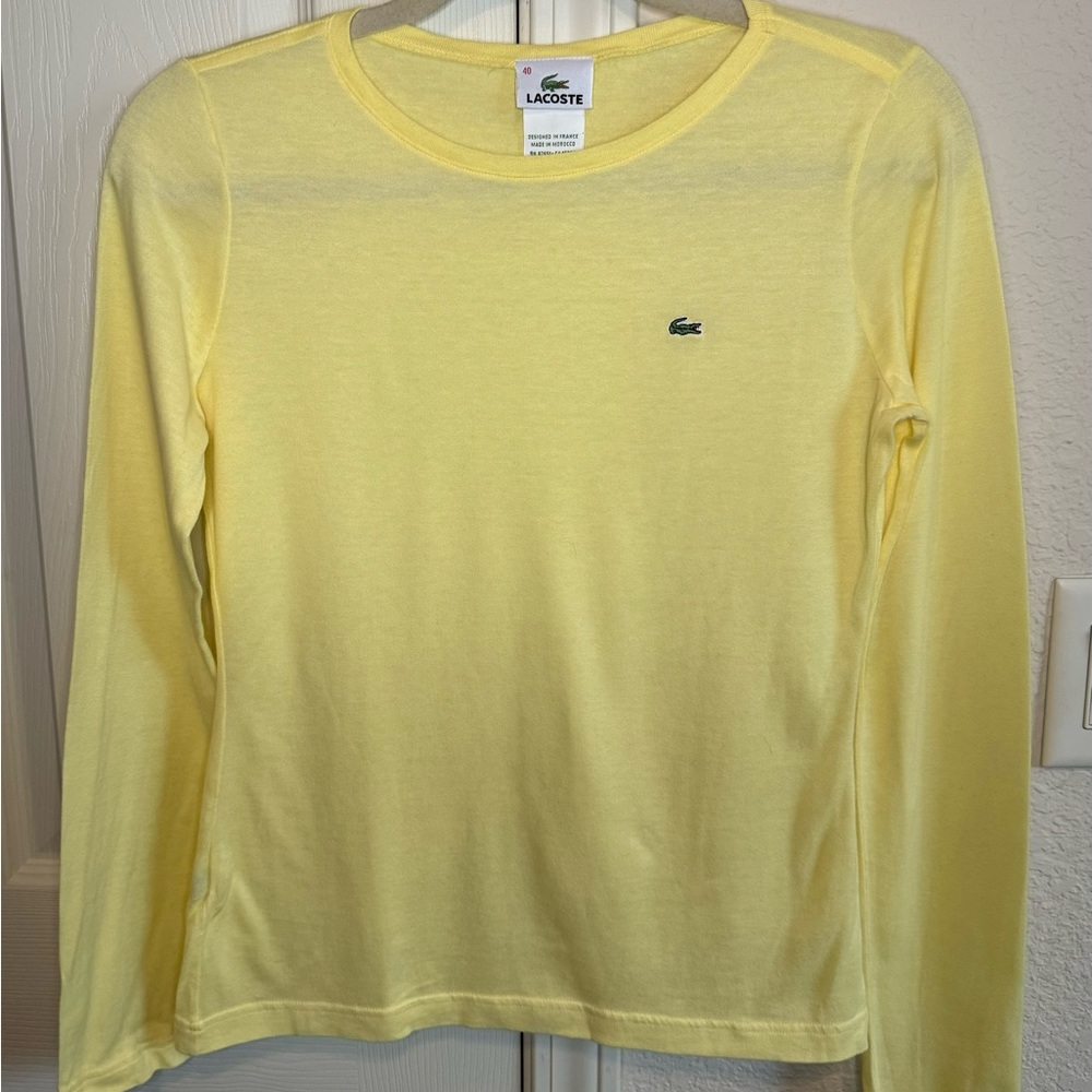 Lacoste Women’s Long Sleeve Yellow Shirt size 40 Small